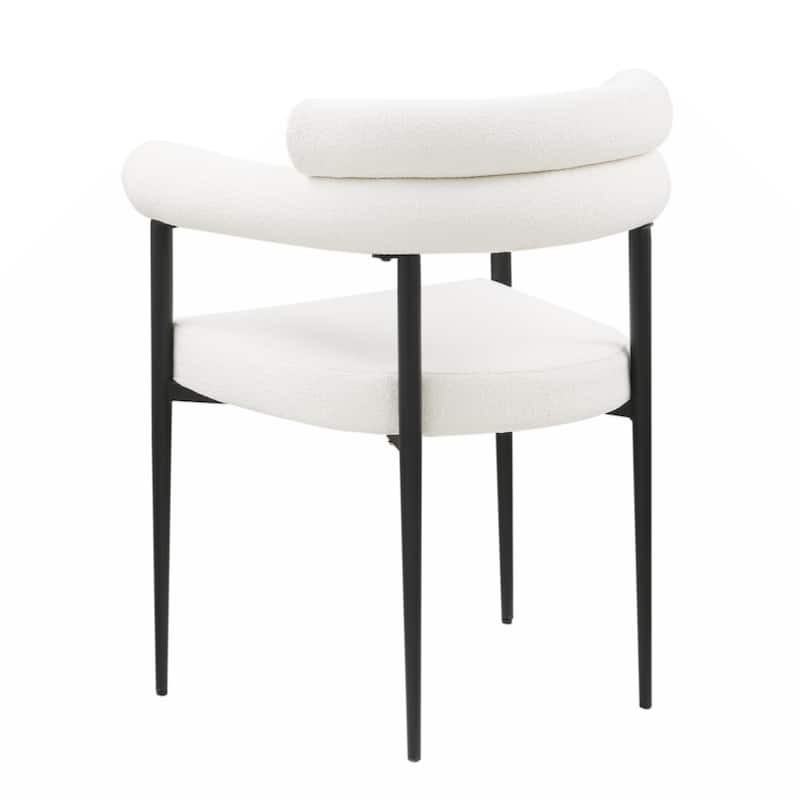 Round Boucle Backrest Sherpa Dining Chair with Brushed Bronze Metal Legs
