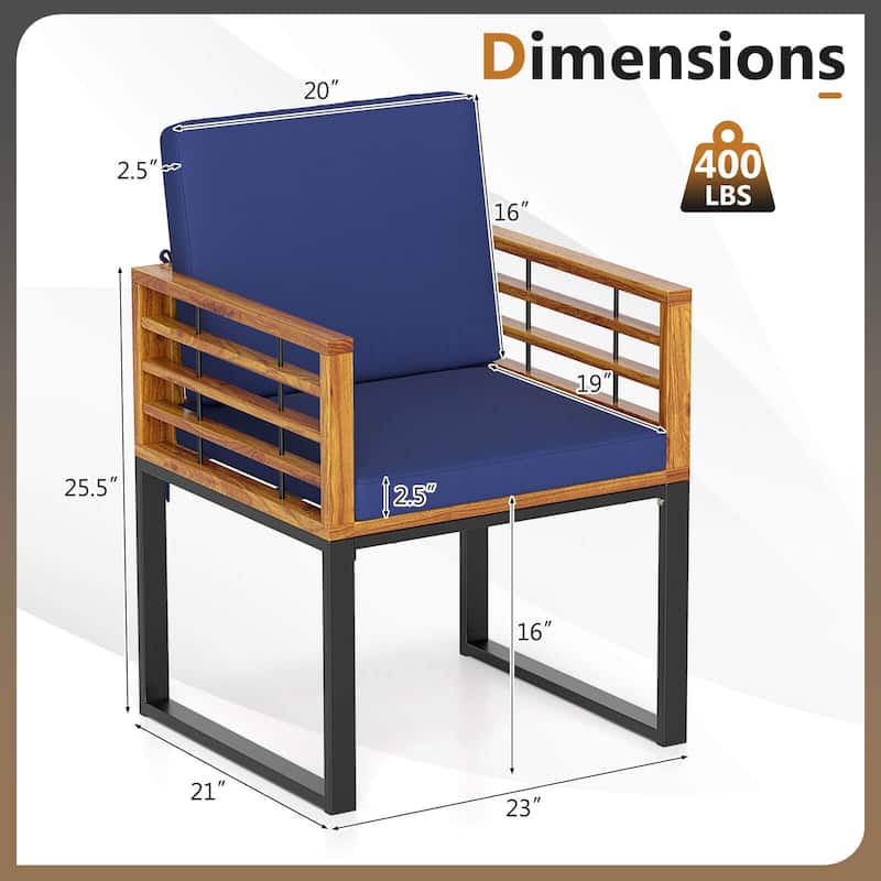 Gymax Patio Dining Chairs Set of 6 w/ Seat Back Cushions & Heavy-Duty