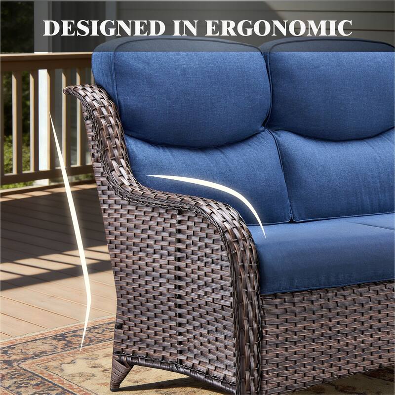 Meyreso 5-Piece Wicker Outdoor Patio Conversation Set with 5-Inch Thick Olefin Cushions