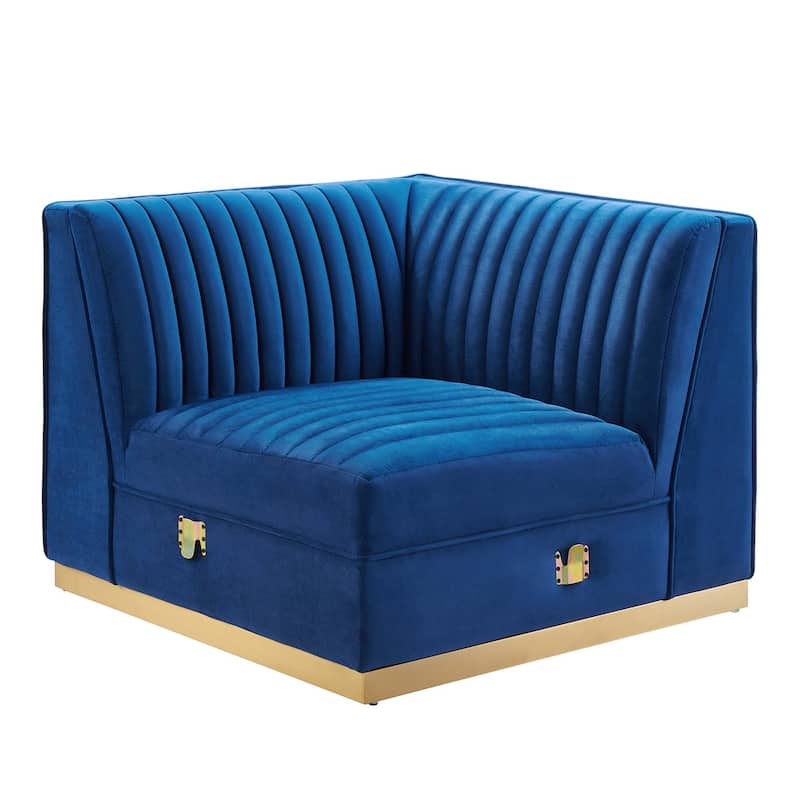 Sanguine Channel Tufted Performance Velvet 5-Piece Left-Facing Modular Sectional Sofa