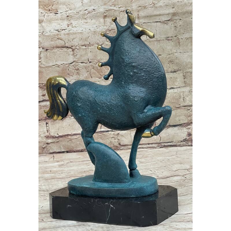 Abstract Modern Artwork Tang Horse Bronze Sculpture Marble Base Figurine Figure