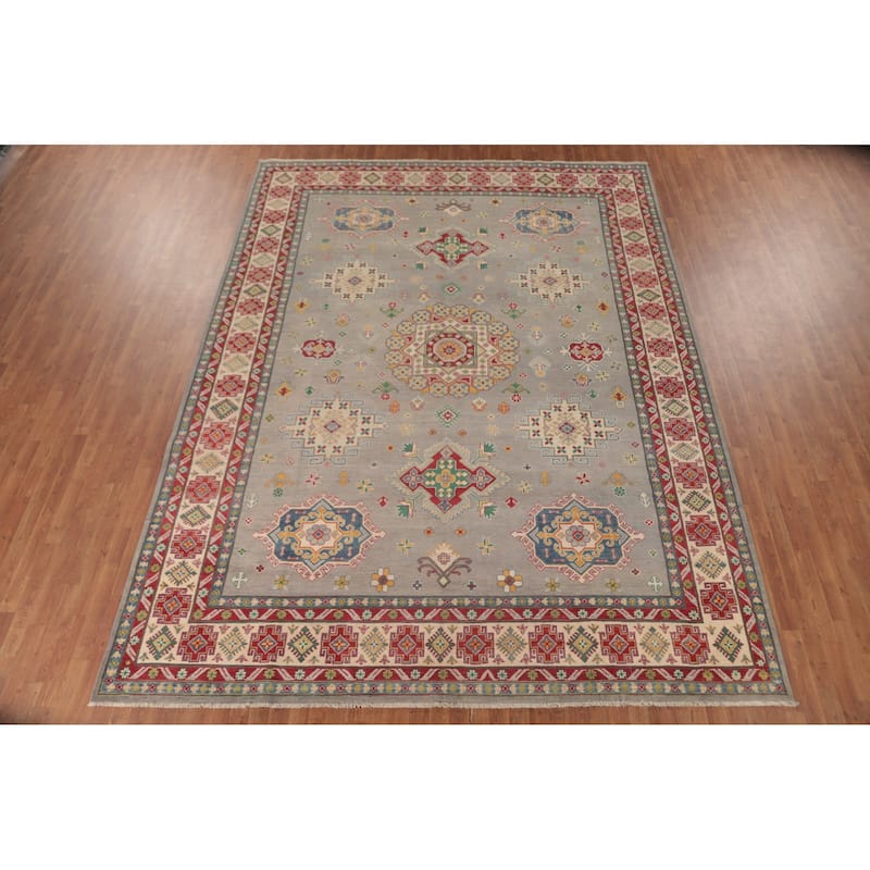 Traditional Kazak Area Rug Hand-Knotted Wool Carpet - 9'10" x 13'1"