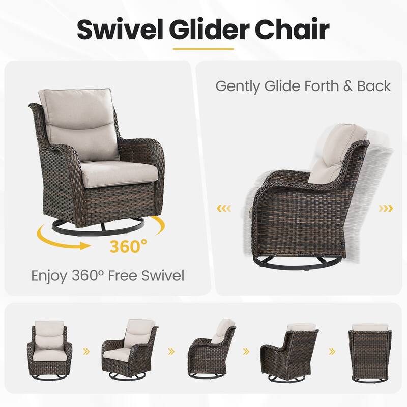 Outdoor Swivel Rcoker Patio Chair with Coffee Table