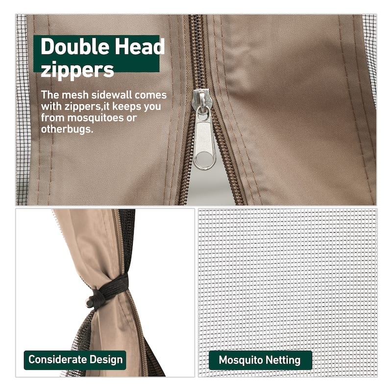 Gazebo Mosquito Netting Replacement Universal 4-Panel Sidewalls 11' x 13',Double Zipper (Mosquito Net Only)