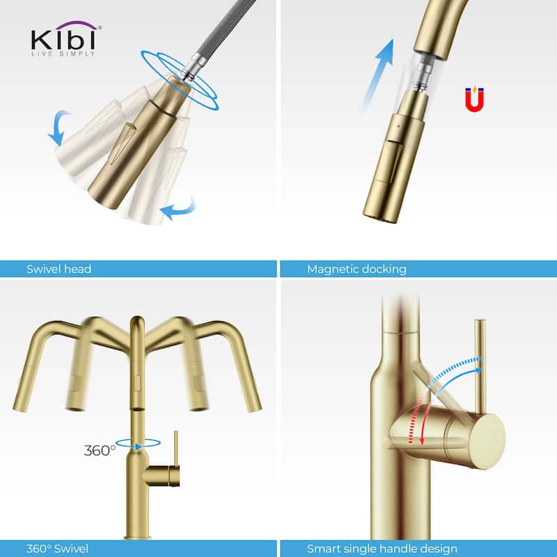 Brass High Arc Single Lever Kitchen Faucet with Pull Down Sprayer