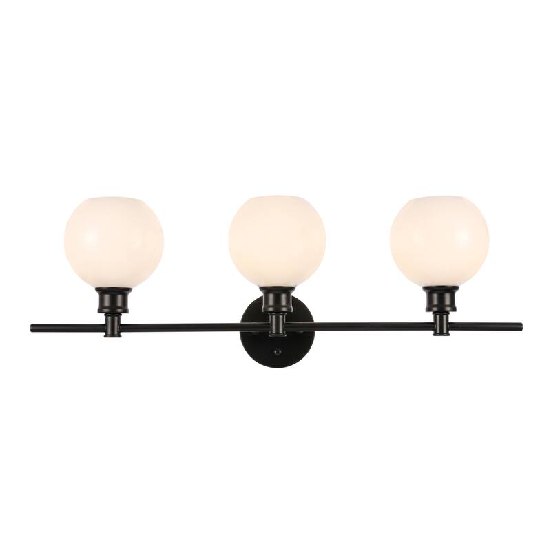 Elegant Lighting Collier 3 Light 28" Wide Bathroom Vanity Light with - Black