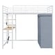 preview thumbnail 34 of 61, Loft Metal Bed with Desk,Shelves,Power Outlet,LED Light and Wardrobe