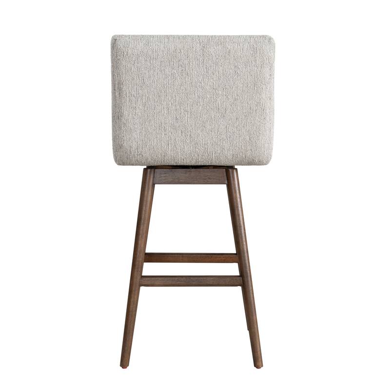 Elias Modern Swivel Bar Stool, Upholstered Counter Stool with Solid Wood Frame