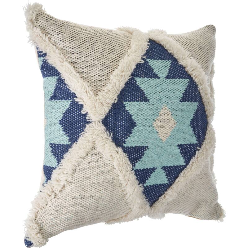 20" Gray and Blue Diamond Square Throw Pillow