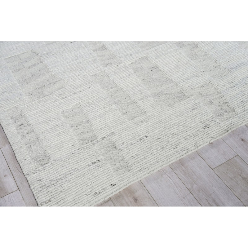 Exquisite Rugs Canyon Handmade Handwoven New Zealand Wool Silver Area Rug