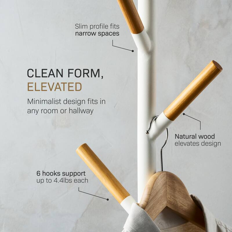 Yamazaki Home Coat Rack, Steel, Holds 26.4 lbs - L 11.02 x W 11.02 x H 69.69 inches