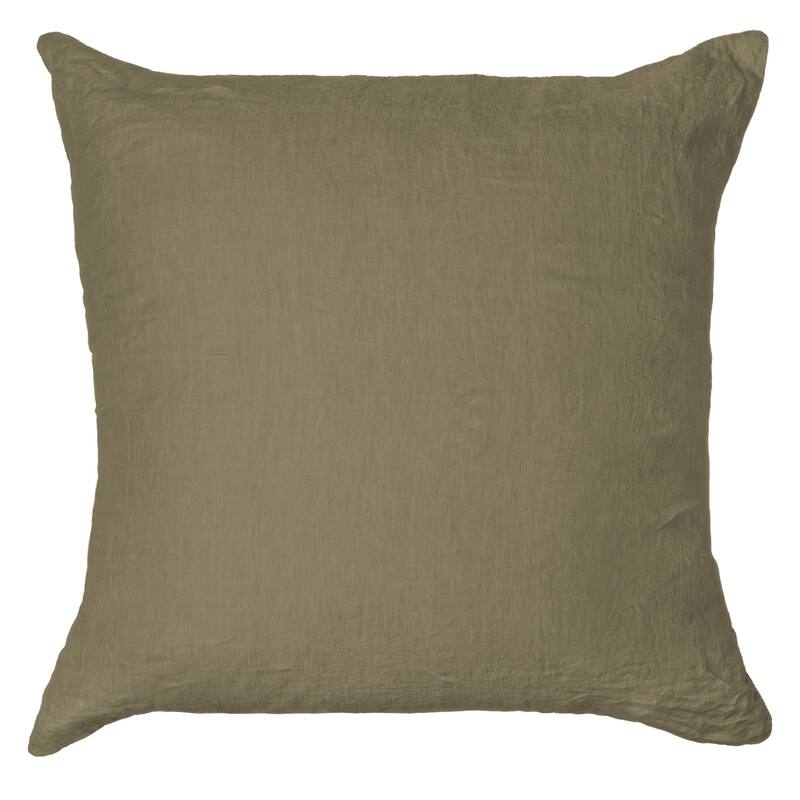 100% French Linen Throw Pillow Sham by BOKSER HOME - Pillow Covers - 26" x 26" - Moss