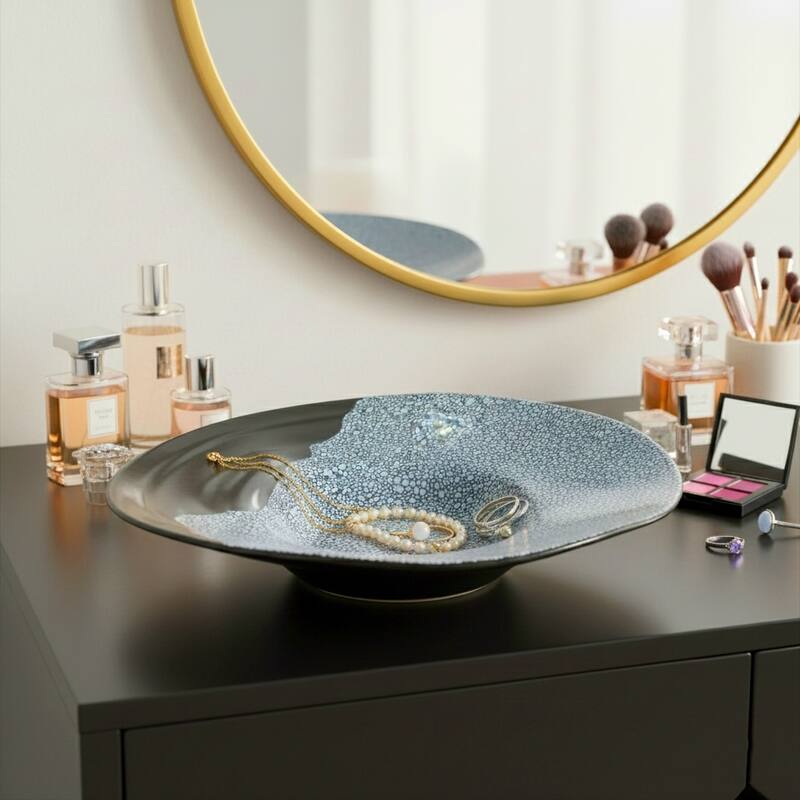 Decorative Ceramic Pebble Inspired Pattern Bowl - Black