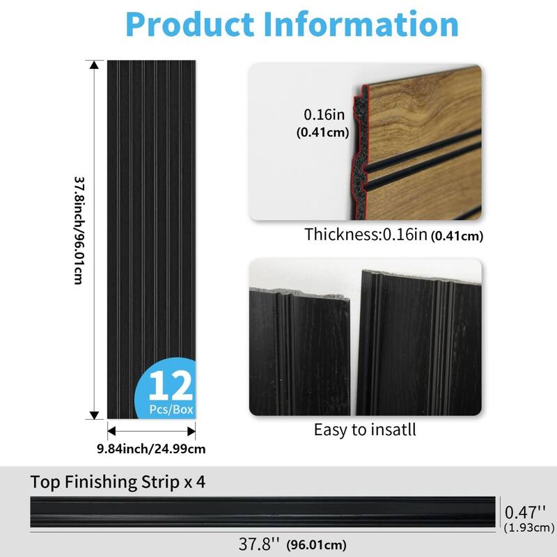 Art3d Decorative PS Wall Panel Kit with Trim, 12 Panels & 4 Edge Strips - N/A