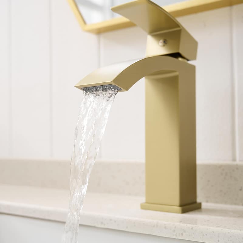 Brushed Gold Bathroom Faucet,Faucet for Bathroom Sink, Single Hole Bathroom Faucet Modern Single Handle Vanity Basin Faucet