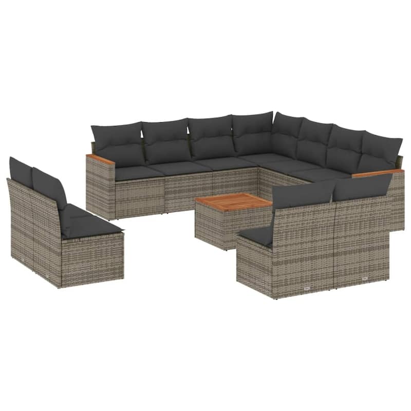 vidaXL Garden Sofa Set Black - 24.4 x 24.4 x 27.2