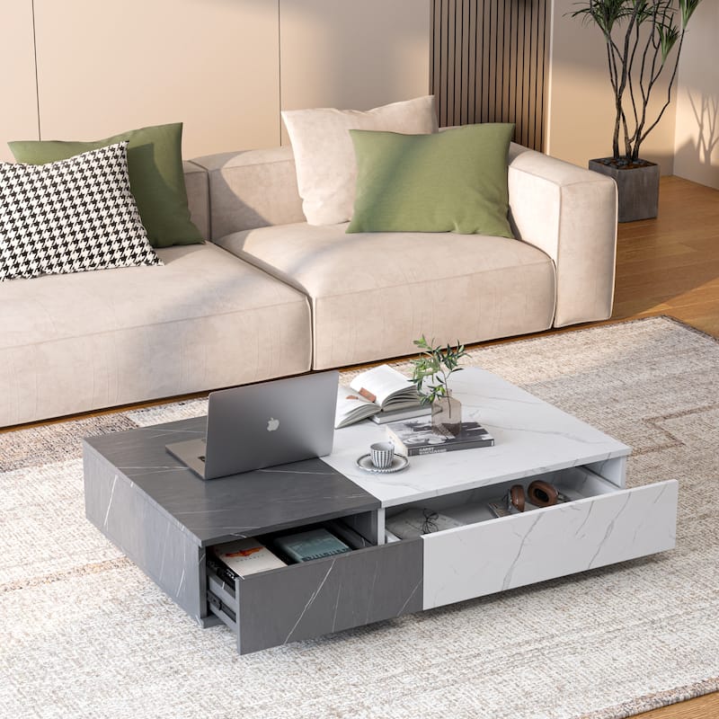 Modern style coffee table with two storage spaces - Black