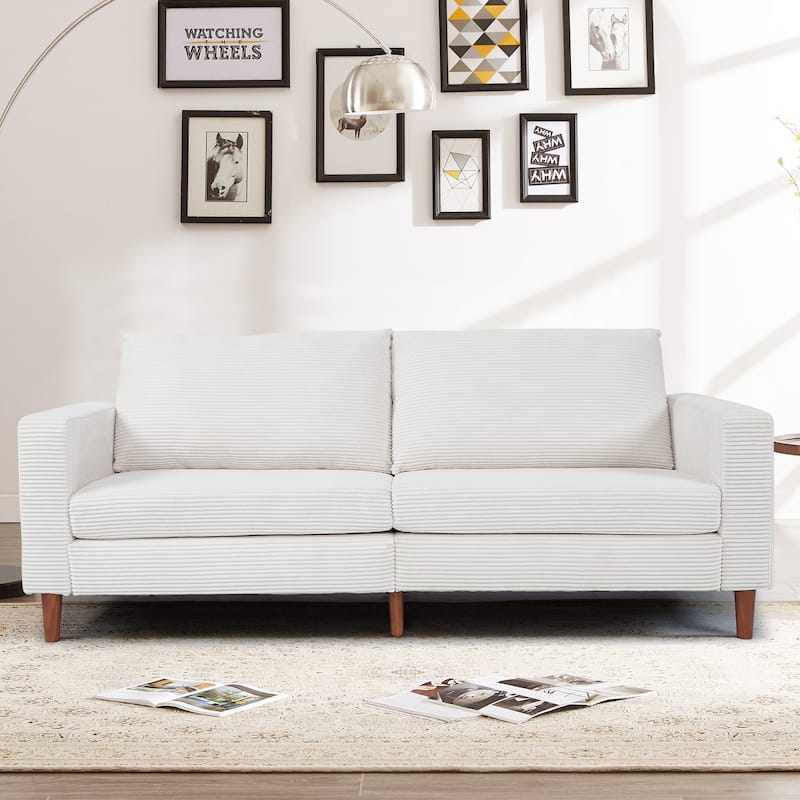 82.68 in. L Corduroy Mid-Century Modern Rectangle 2-Seater Loveseat with Square Arm
