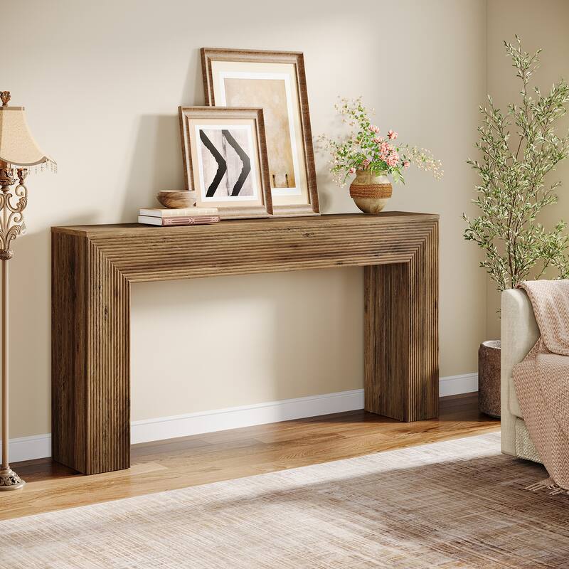 63-Inch Fluted Console Table for Entryway, Long Narrow Sofa Table - 62.99" W x 11.81" D x 33.46" H