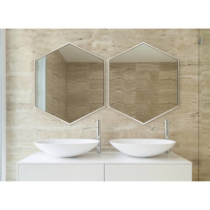 Kate and Laurel McNeer Glam Hexagon Framed Wall Mirror