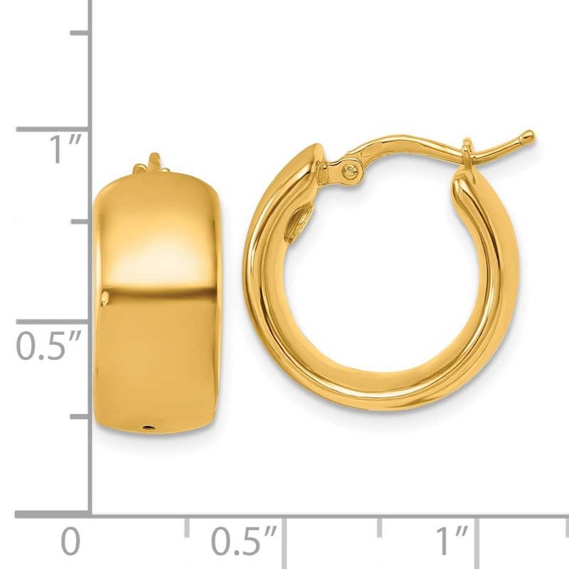 Curata 18k Italian Yellow Gold 20x8mm Chunky Wide Polished Hoop Earrings - 8x20mm