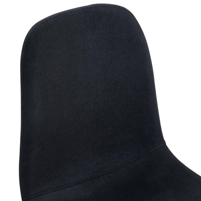 Luxury Simple Chair - Set of 4 BLACK Linen-Cotton Material High Resilience Dining Chair with Metal Black Leg.Integral me