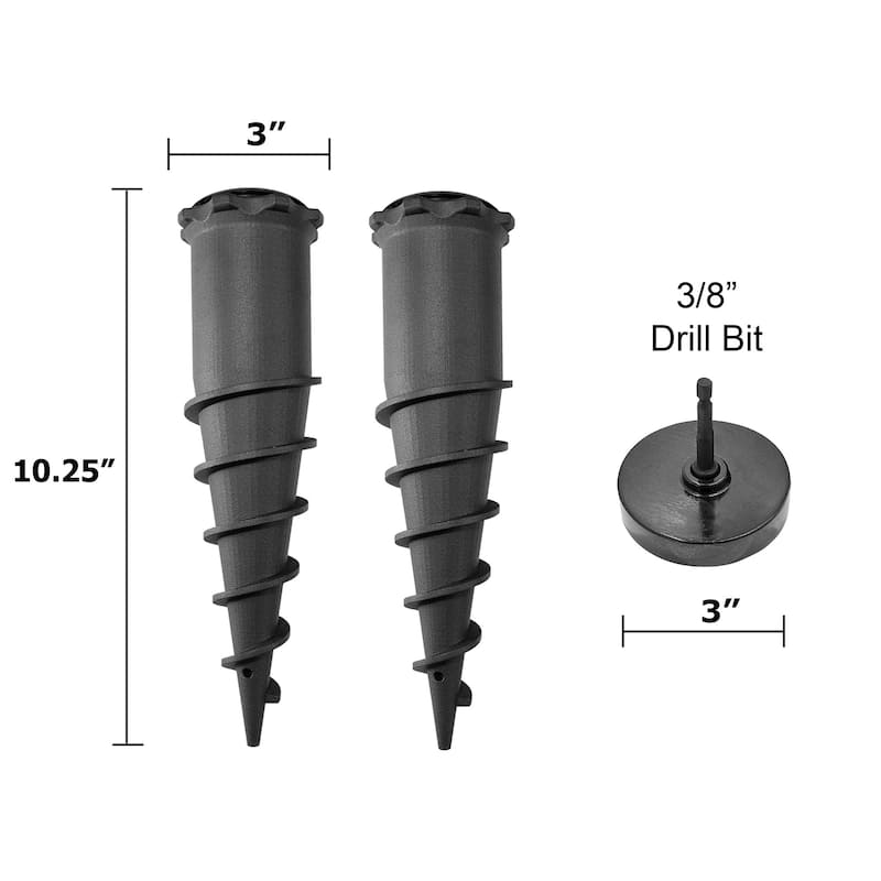 Ground Spike Anchor Kit - 2 4 or 6 Pack with Drill Chuck