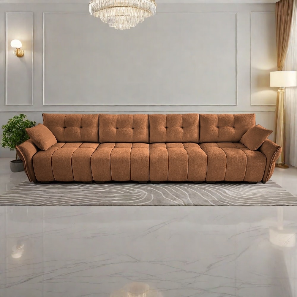 141.7" Chenille 5-Seat Sofa with Tufted Design,High-Resilience Sponge Cushions