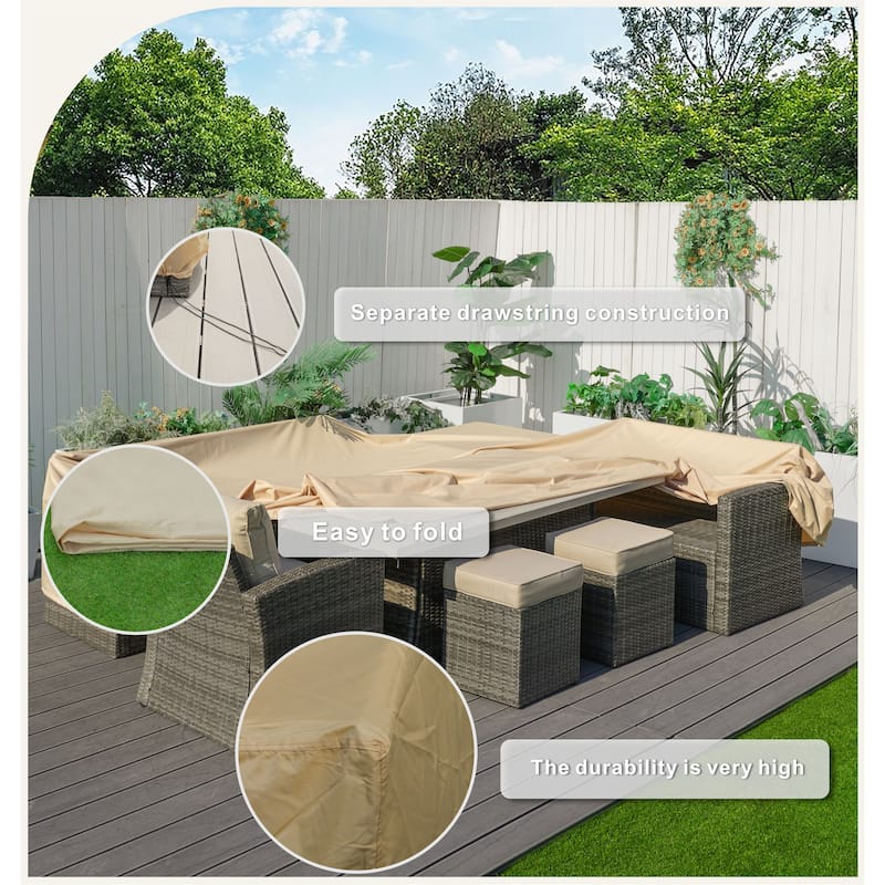 Patio Furniture Covers Waterproof, Outdoor Sectional Sofa Set , Patio Table and Chair Set Cover 106''L x 106''M x 28''H