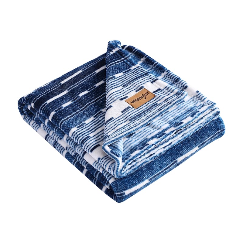 Wrangler Printed Ultra Soft Plush Fleece Throw Blanket - Logan Stripe
