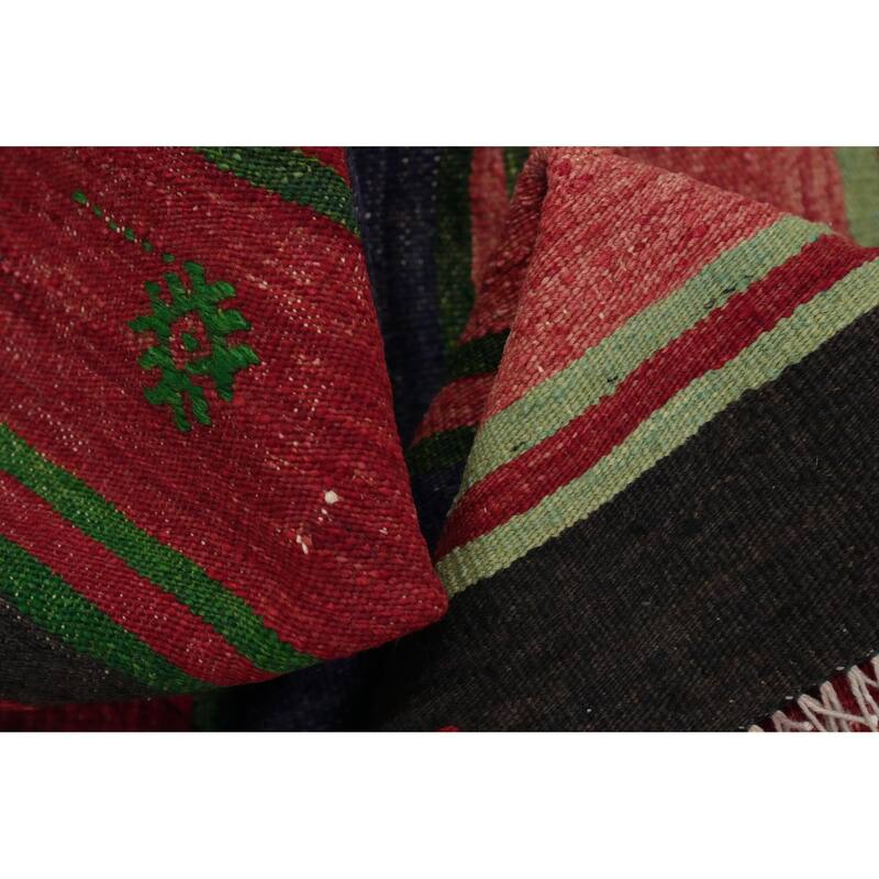 Hand Woven Oriental 100% Wool Carpet Southwestern Tribal Red Kilim Area Rug - 7' 11'' X 4' 11''