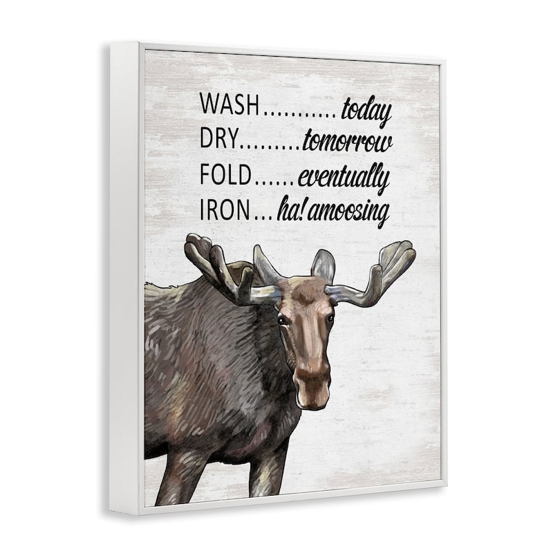 Stupell Funny No Ironing Laundry Framed Giclee Art Design By Lettered and Lined