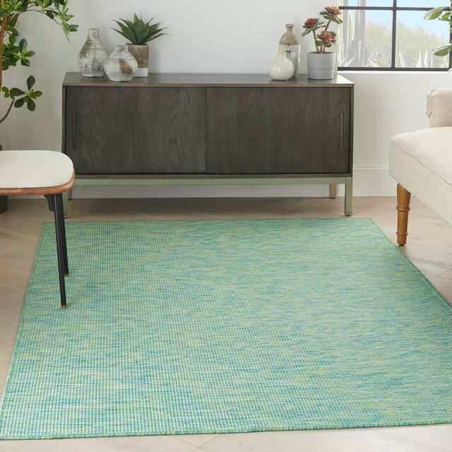 Nourison Positano Ombre Casual Modern Indoor/Outdoor Rug - 4' x 6' - Blue/Green