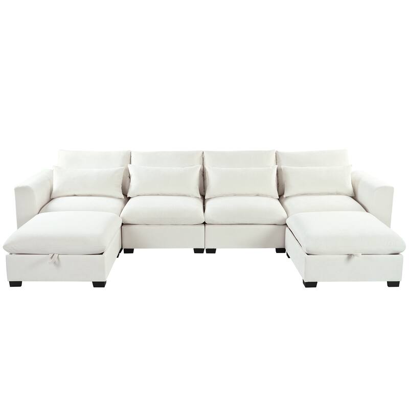 Modular Sectional Sofa U-Shaped Convertible Couch w/ Lumbar Pillows