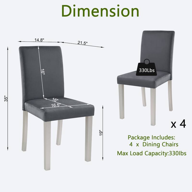 GDFStudio - Aurelian Traditional Upholstered Ergonomic High Backrest Dining Chairs, Padded Seat & Non-slip Feet Pads, Set of 4