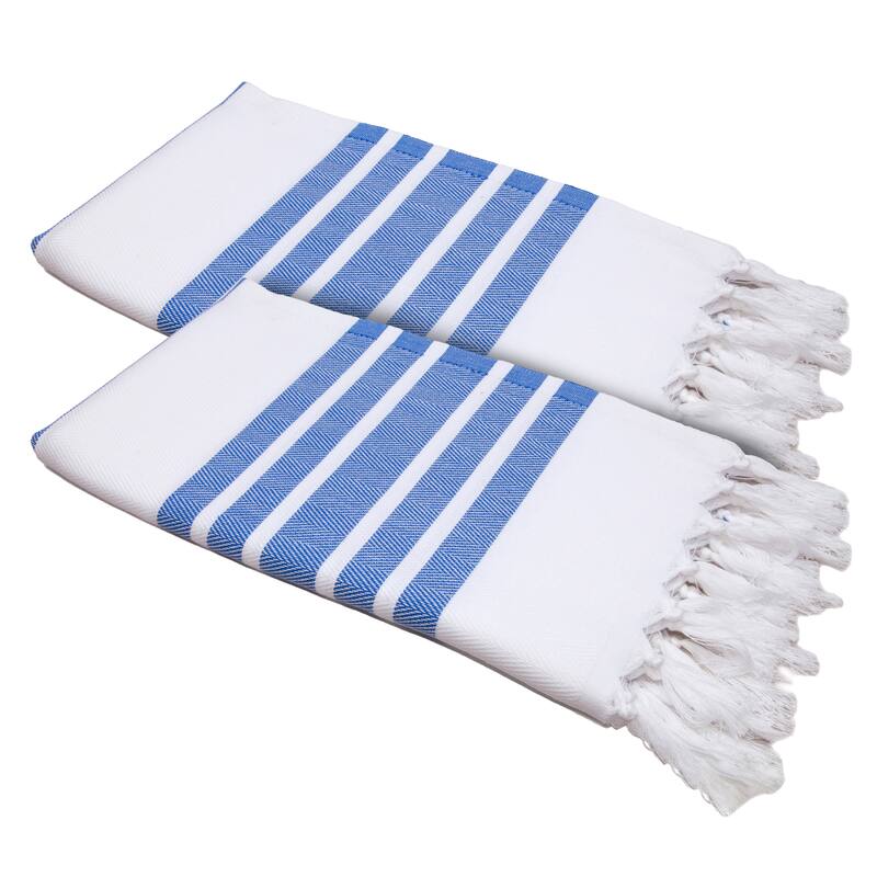Authentic Hotel and Spa Turkish Cotton Herringbone Pestemal Beach Towel (Set of 2)