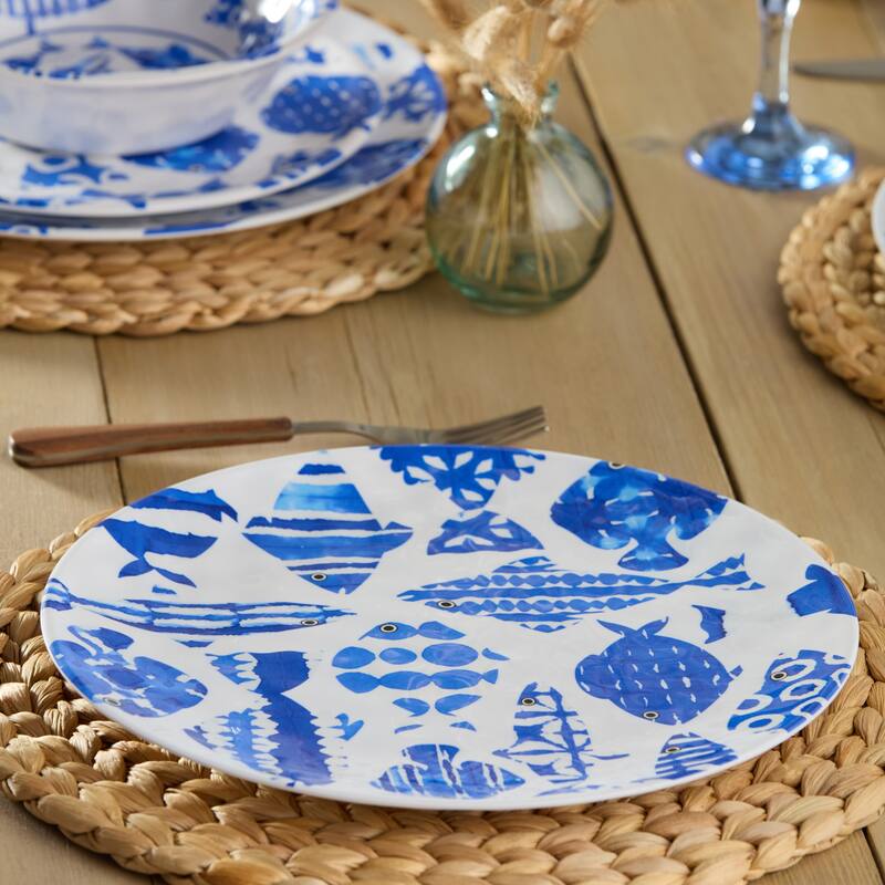 Certified International Fish Tale Melamine 11" Dinner Plates, Set of 6 - 11.00"L x 11.00"W x 0.50"H