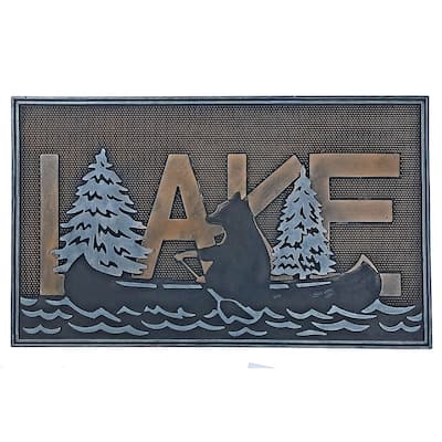 Rubber Mat Lake With Bear On Canoe 18 X 30