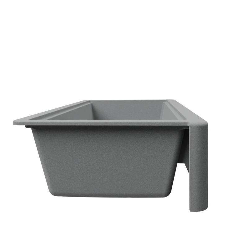 Self-Trimming Quartz Composite 36" Farmhouse Double Bowl Kitchen Sink