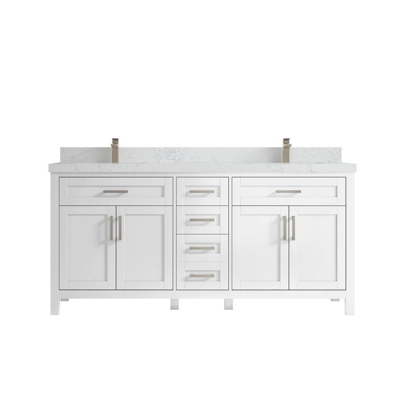 Willow Collections 72 in. W x 22 in. D Double Sink Bathroom Vanity with Countertop - 2" Empira - White