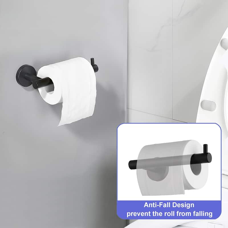 AITINKAN 5-Piece Bathroom Hardware Set Towel Ring Set in Matte Black