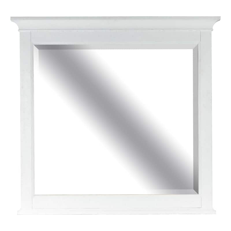 Magnussen Home Heron Cove Chalk White And Dovetail Grey 2 Tone Drawer Dresser With Landscape Mirror