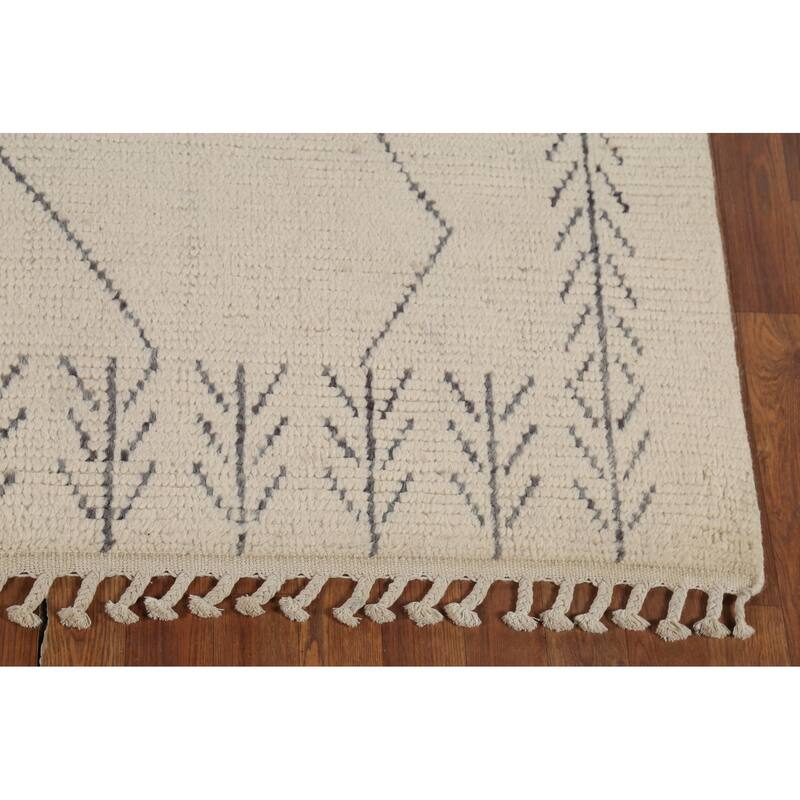 Ivory Moroccan Area Rug Handmade Wool Carpet - 5'11"x 9'4"