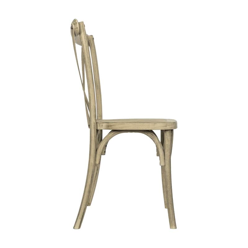 Indoor/Outdoor Commercial Grade Wood Look Resin Cross Back Chair - 19.25"W x 19.75"D x 35.25"H