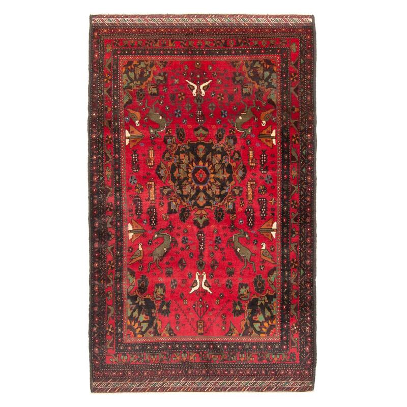 ECARPETGALLERY Hand-knotted Teimani Dark Red Wool Rug - 3'9 x 6'5