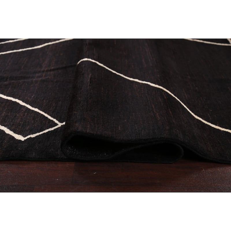 Vegetable Dye Contemporary Moroccan Wool Area Rug Hand-knotted Carpet - 7'10" x 9'8"