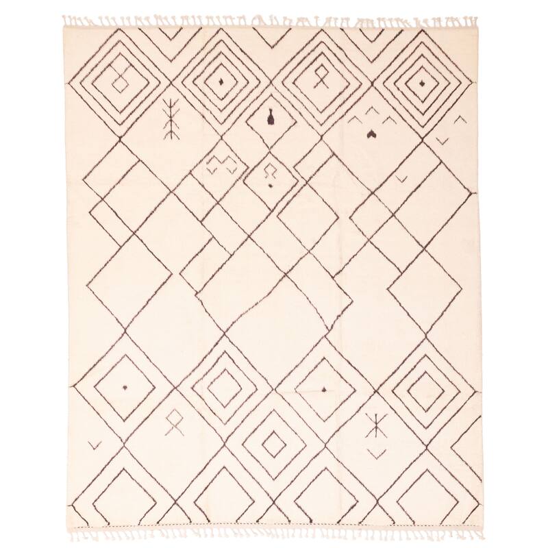 ECARPETGALLERY Hand-knotted Pak Finest Marrakesh Cream Wool Rug - 8'3 x 9'8