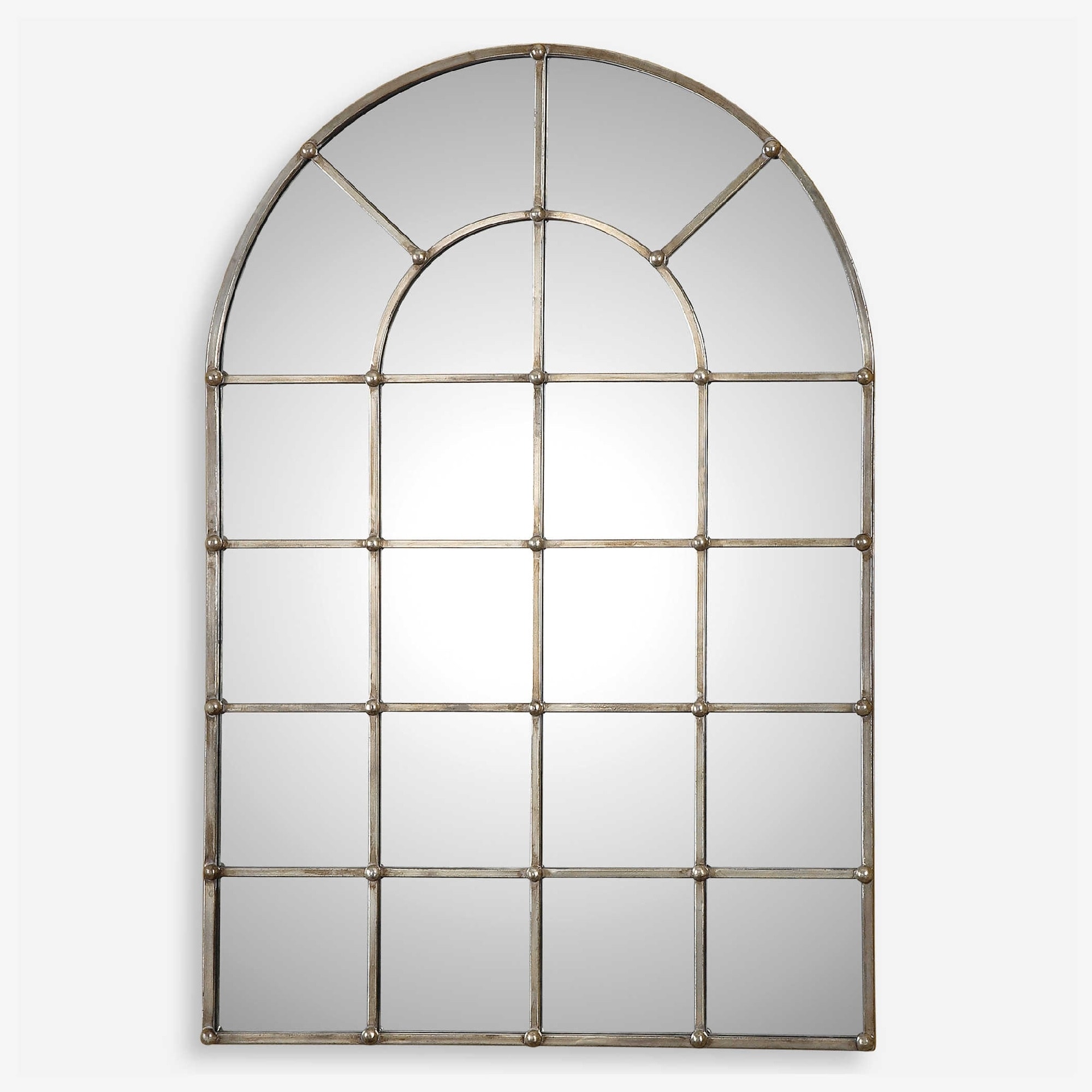 Metal Framed Arch Wall Mirror - 44" - Silver