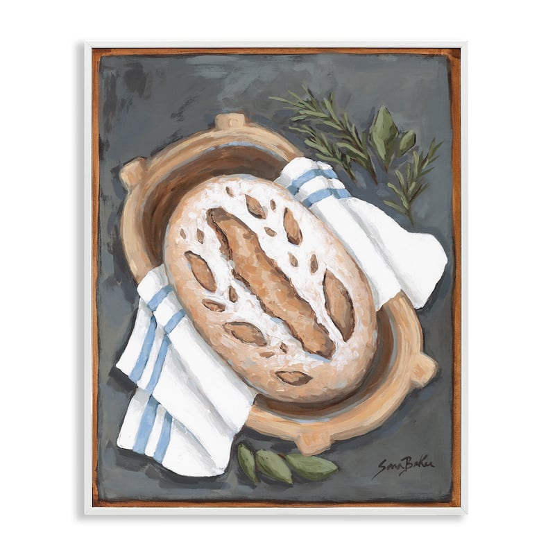 Stupell Bread Baking Basket Framed Giclee Art Design By Sara Baker - 16 x 20 - White