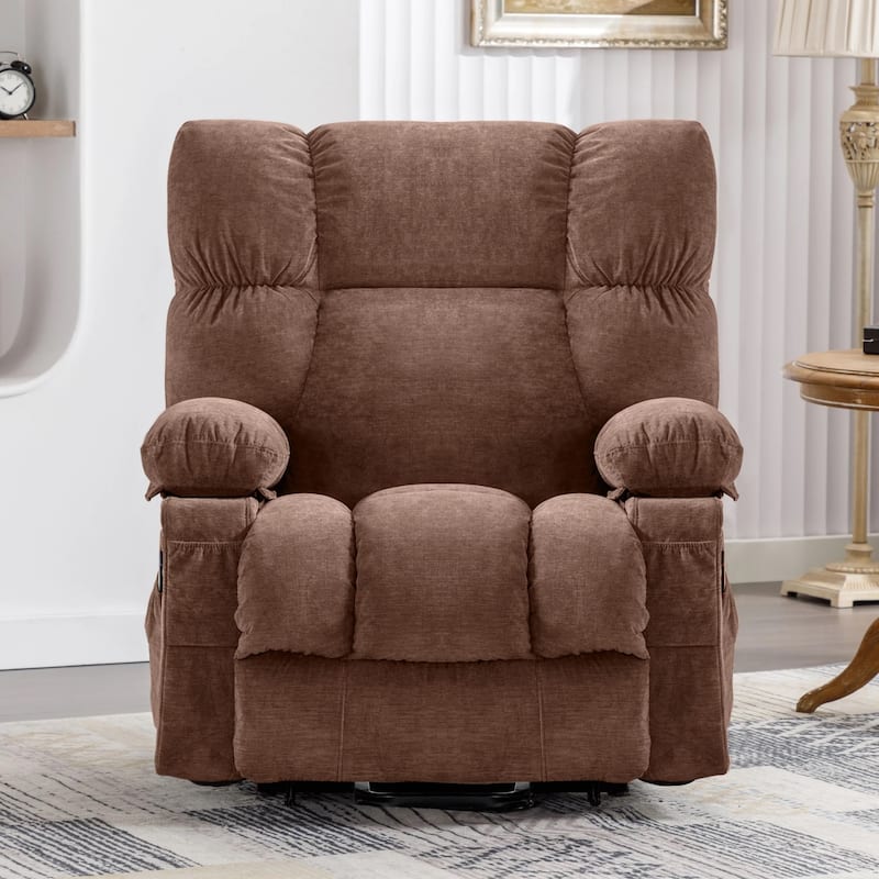 Blue Power Lift Recliner Chair with Heat, Massage, USB, and Remote Control